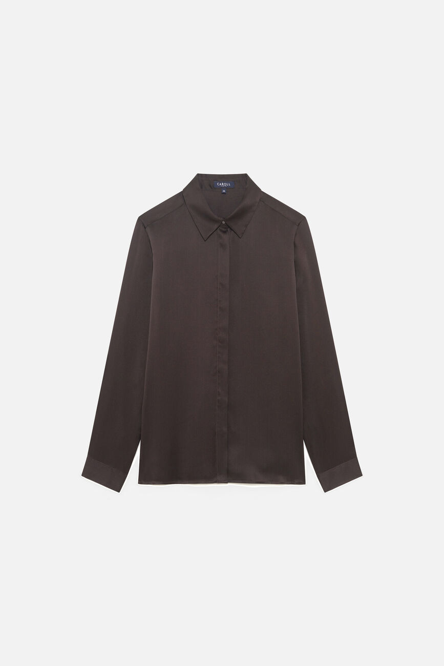 Cjamie1 100% silk shirt chocolate brown woman