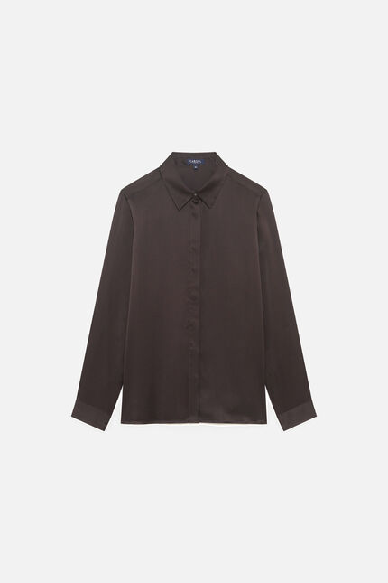 Chemise cjamie1 100% soie marron chocolat femme