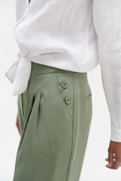 Pantaloni Romsey ampi verde cachi donna