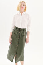 Agnes skirt 100% linen khaki green woman