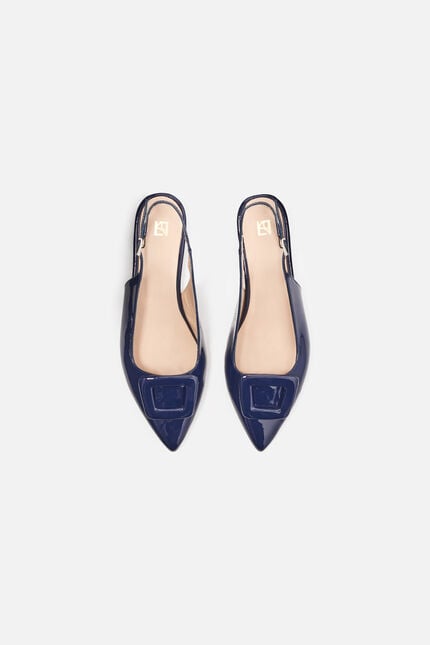 Audrey ballet flats in natural leather navy blue woman