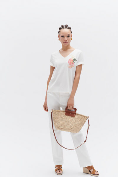 tshirt rose ecru femme
