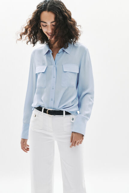 Chemise Calyson 100% soie bleu ciel femme