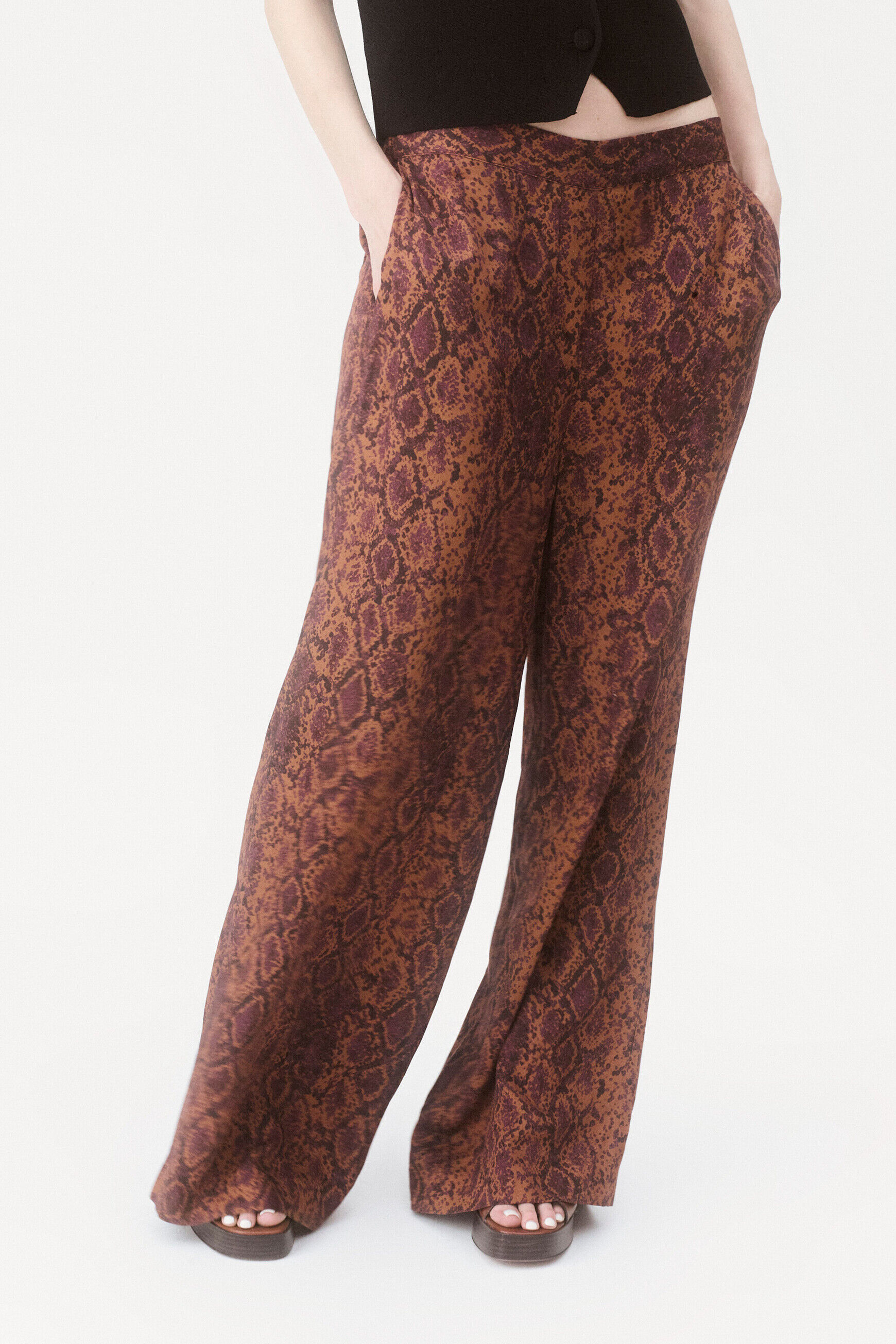 Pantalon Pandi Long marron cognac femme