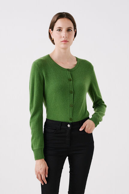 Gilet mcaroline 100 % cachemire vert femme