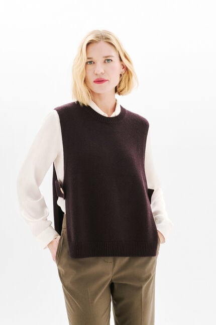 poncho hevy marron foncé donna