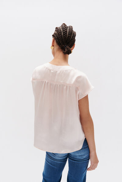 Blusa 100% seta Tatiana rosa chiaro donna