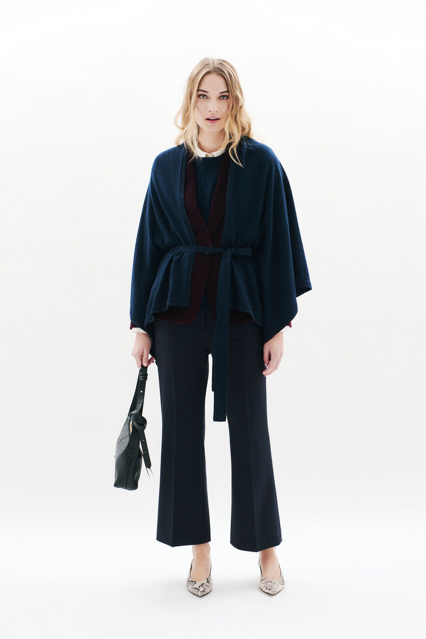 Albano poncho navy blue woman