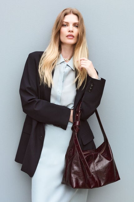 Sac Soanecrink en cuir naturel bordeaux femme