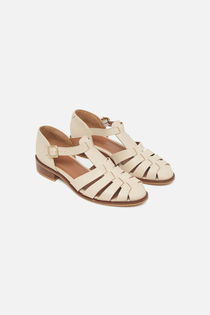 Sandalias Alta de cuero natural arena mujer