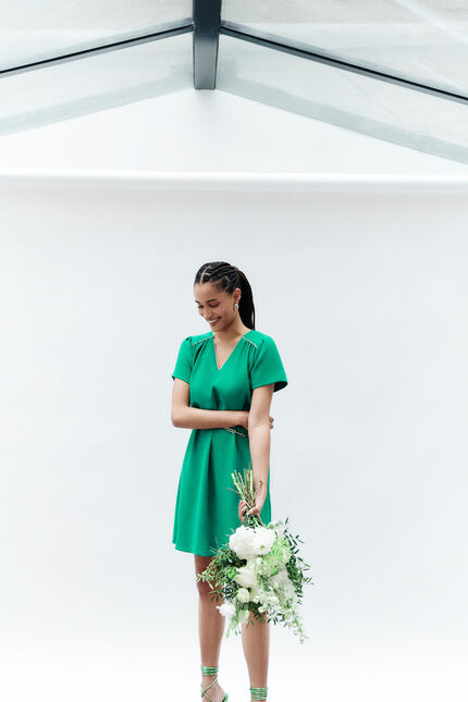 Robe raffy vert menthe femme