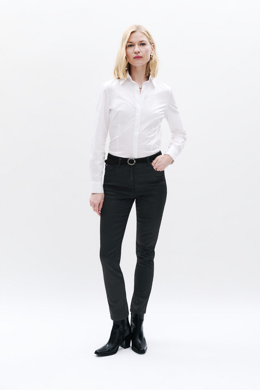 Broek met coatingeffect Tony zwart vrouw