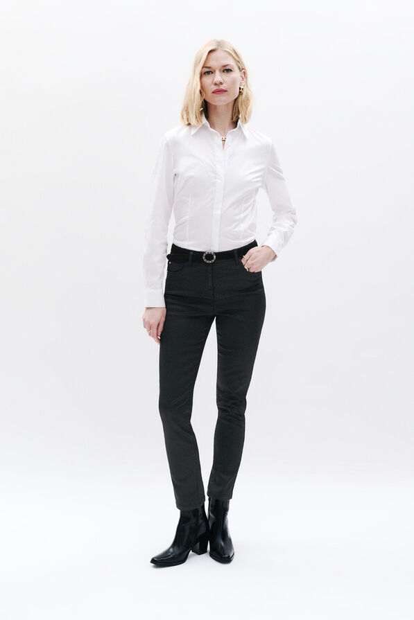broek met coatingeffect tony zwart vrouw Broek met coatingeffect Tony zwart vrouw