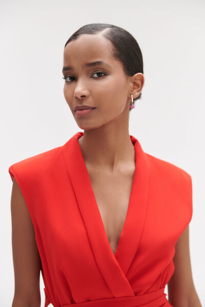 Robe zina cache-cœur rouge femme