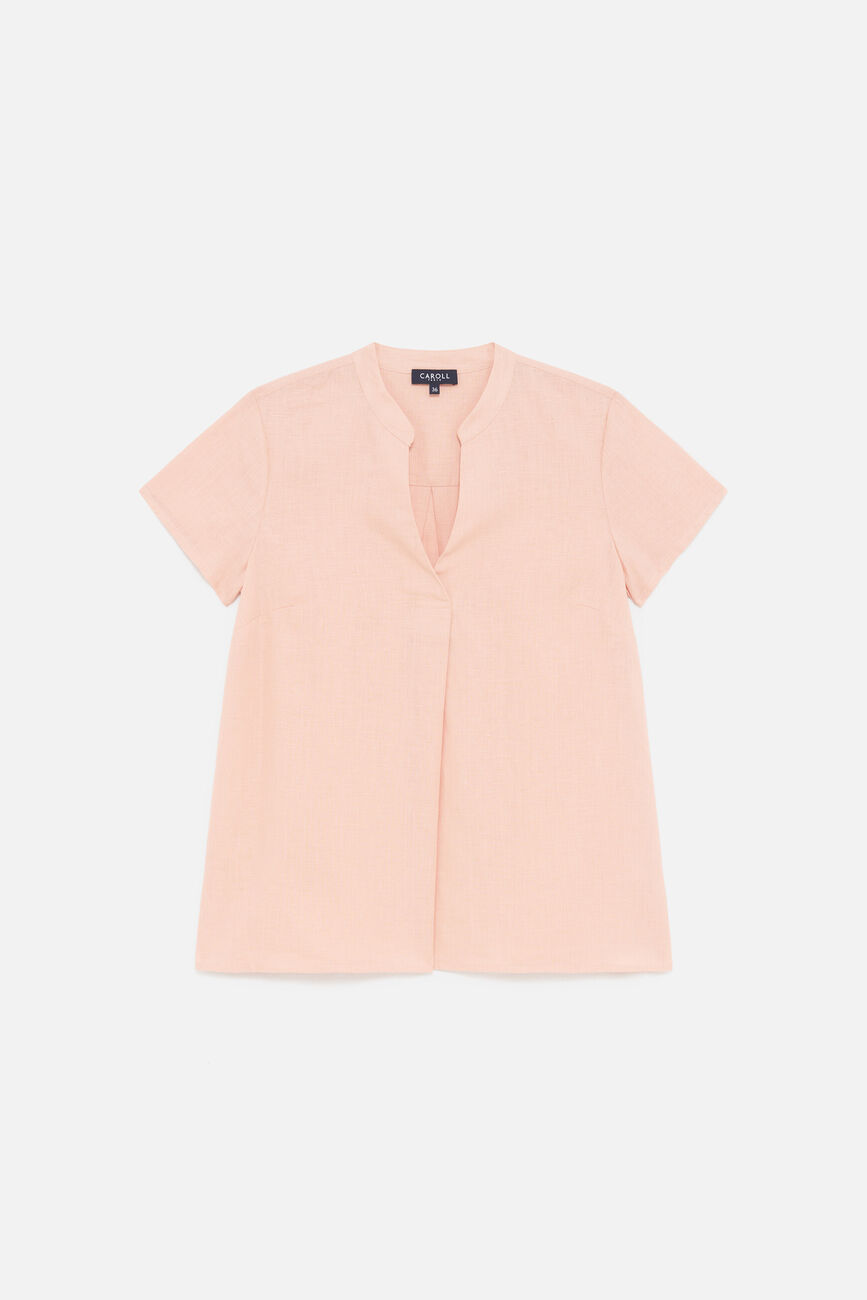blouse kat 100% lin rose clair femme