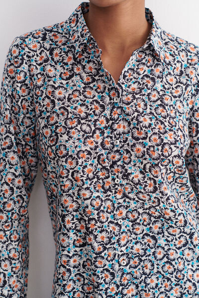 Camisa Jessica de flores azul marino mujer