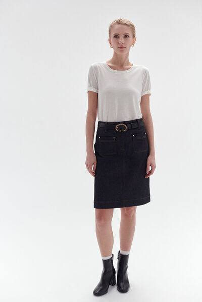 jupe enora denim double stone femme