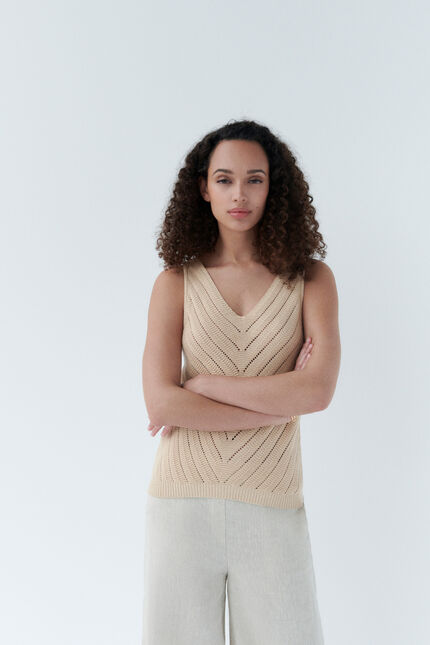 Pull manel beige femme