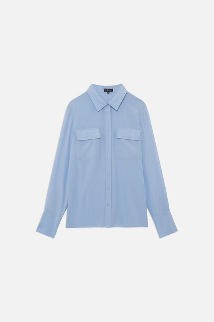 Chemise Calyson 100% soie bleu ciel femme