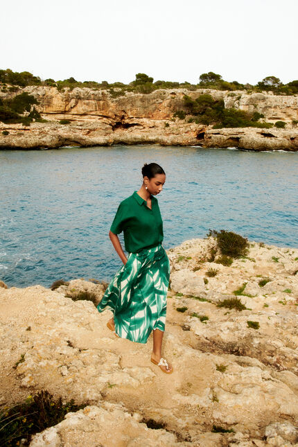 Chemise clouane1 100% lin vert emeraude femme