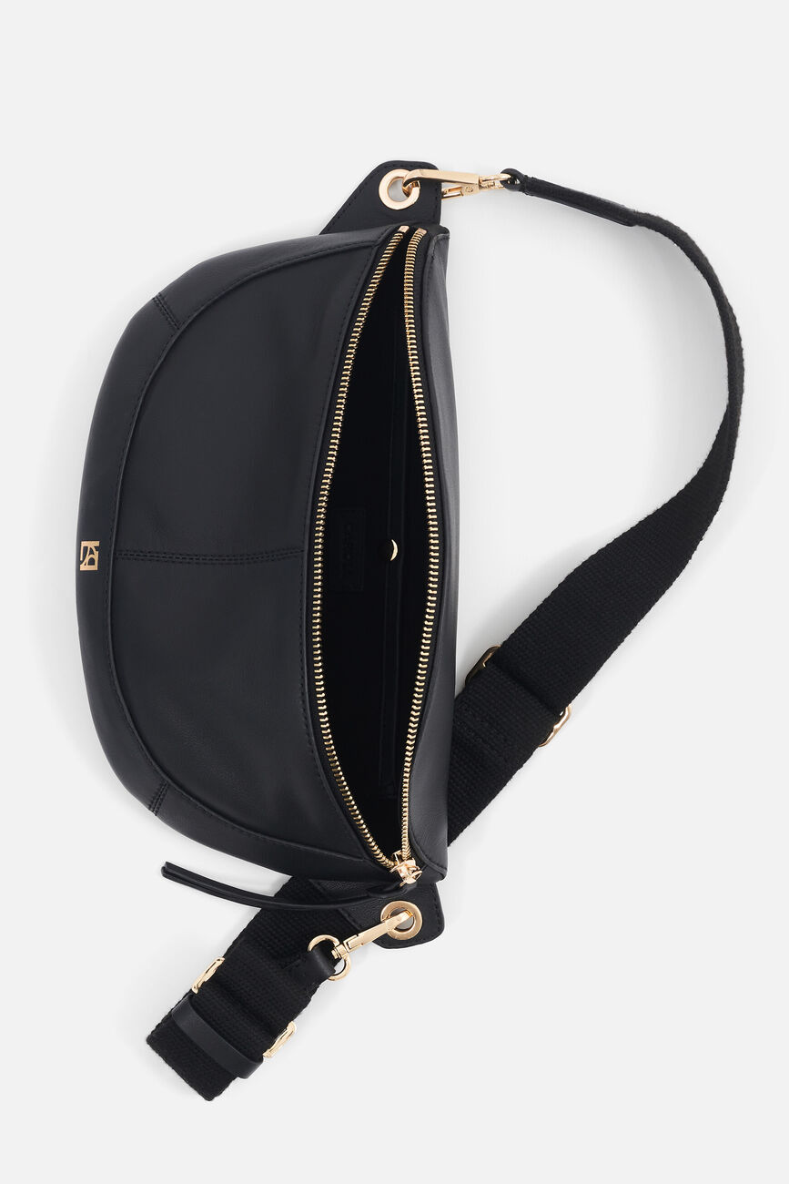 Naturel leather savana bum bag black woman