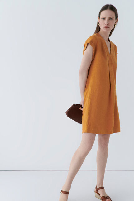 Abito Mirabelle 100% lino marrone chiaro donna