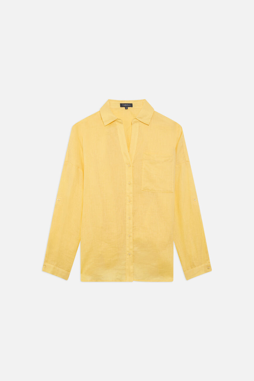 Camicia Csandinette 100% lino giallo limone donna