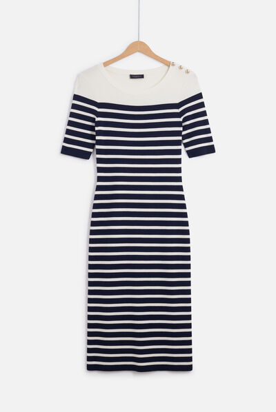 Robe pull oceane façon marinière bleu marine femme