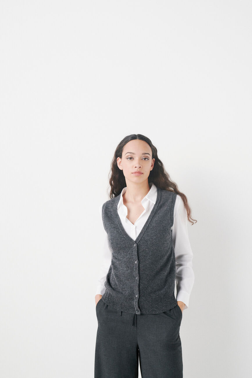Gilet milou gris foncé femme