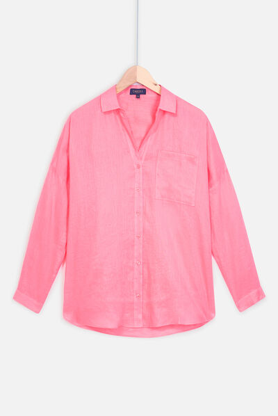 chemisier sandy 100% lin rose femme