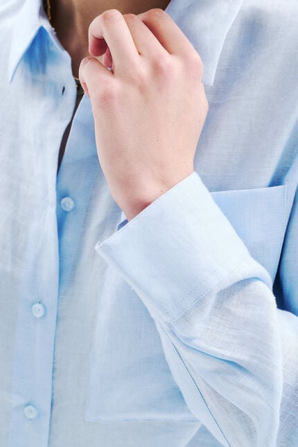 Csandinette 100% linen shirt sky blue woman