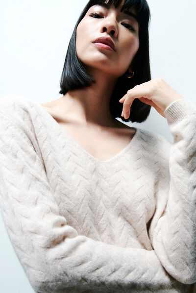 Pull mael beige femme