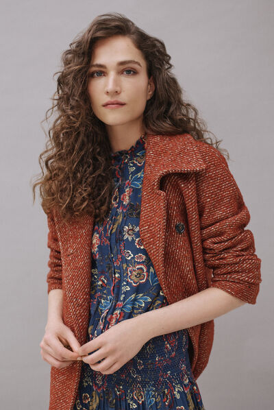 manteau neil orange femme