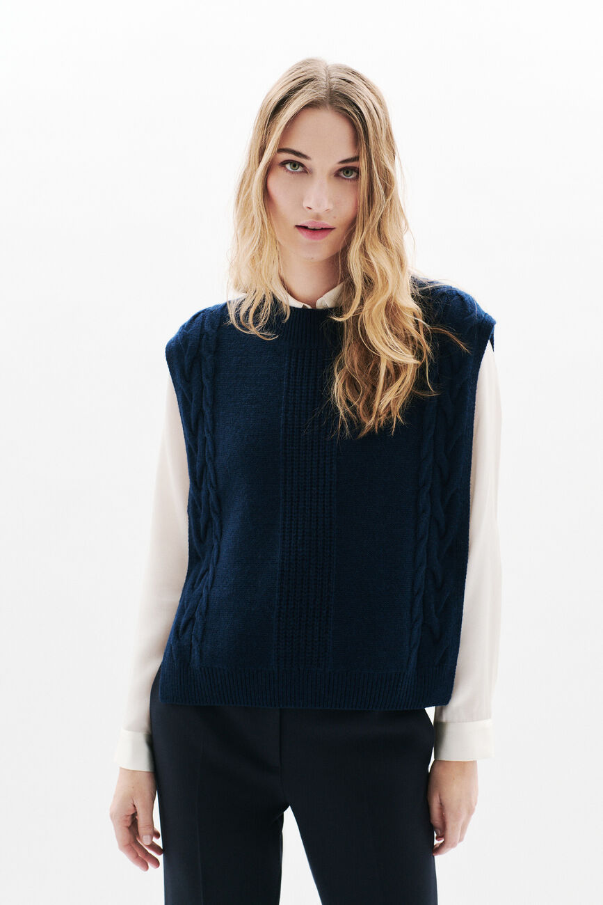 hiris poncho navy blue woman