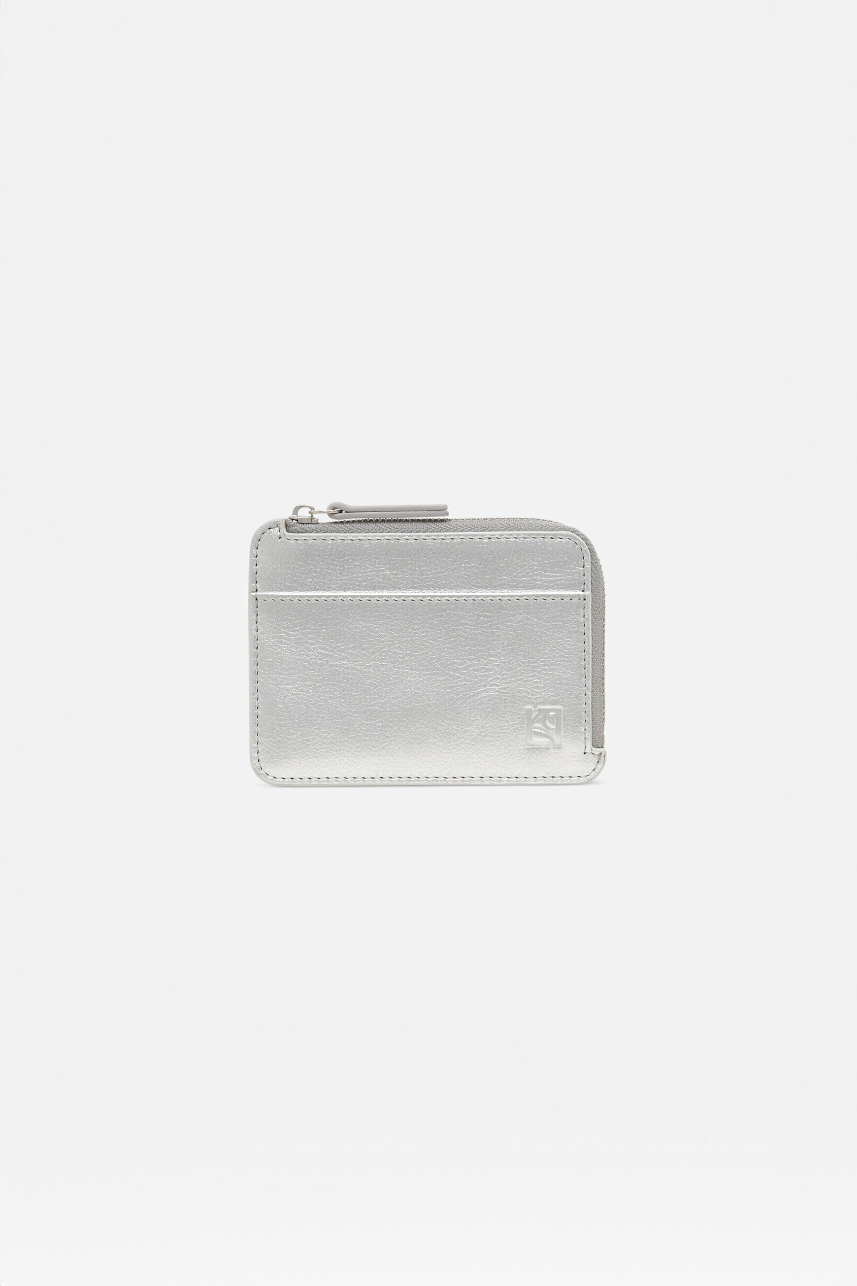 Porte-cartes stanley2 en cuir naturel gris argent femme