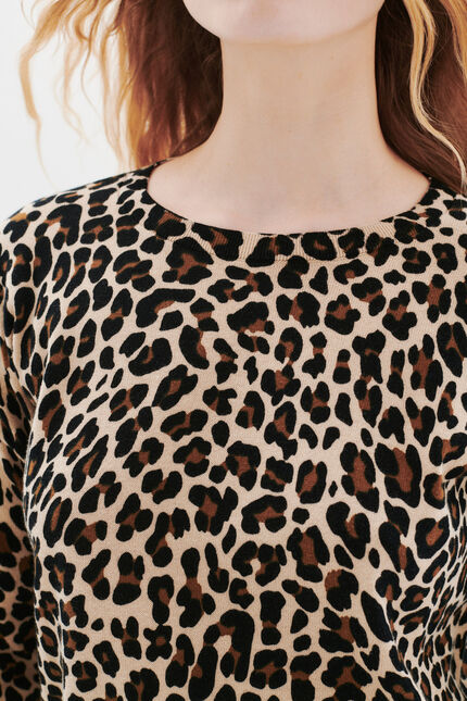Pull mado marron cognac femme