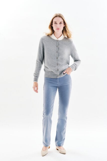 Cardigan mcaroline 100 % kaschmir grau damen