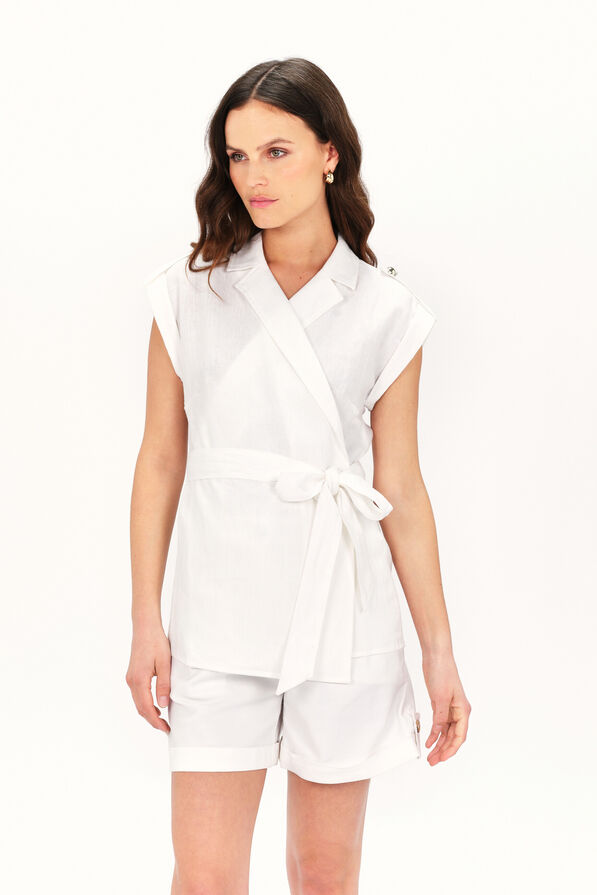 chemise calison 100 lin blanc femme Chemise calison 100% lin blanc femme