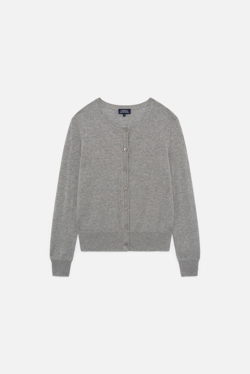 Cardigan mcaroline 100 % kaschmir grau damen