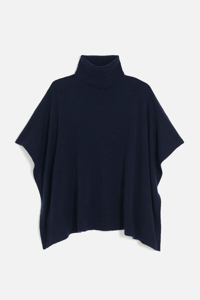 Poncho helise bleu marine femme