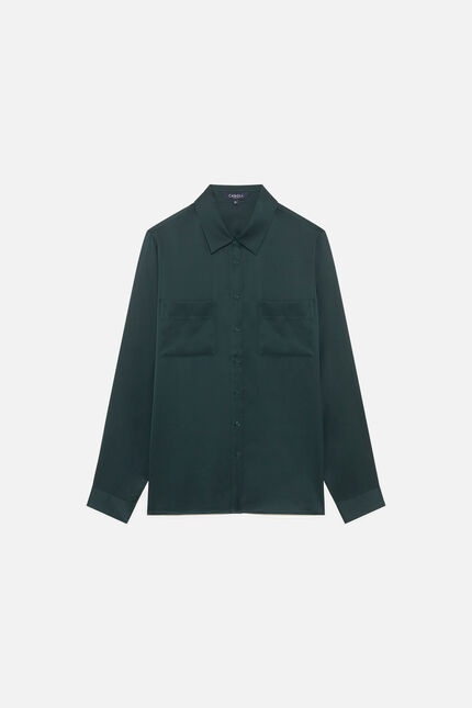 chemise jeanne b 100% soie vert foncé femme