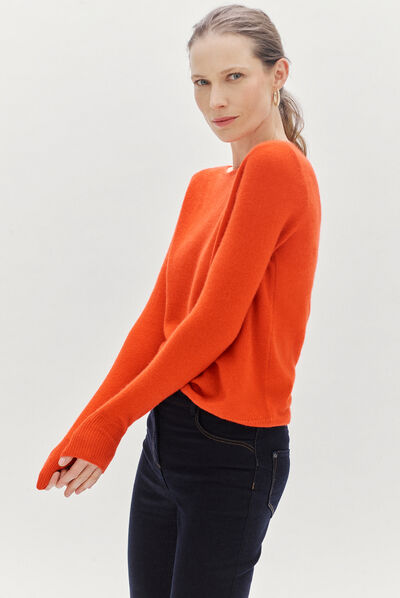 pull zofia 100% cachemire orange femme
