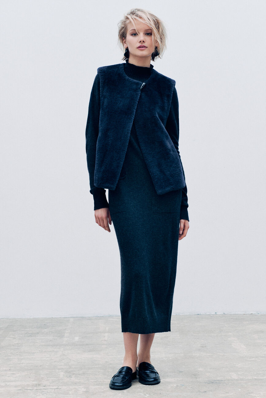 Galette coat navy blue woman