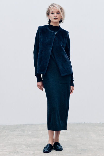 Galette coat navy blue woman