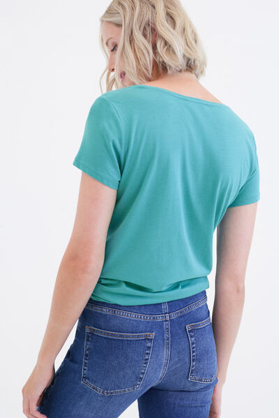 T-shirt Janice Toutes à l'école turchese donna