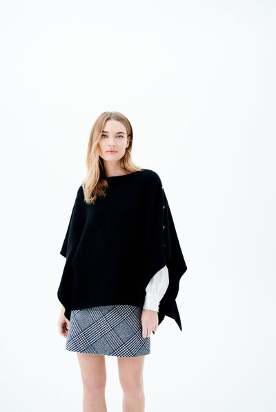 poncho lisa bijoux noir femme