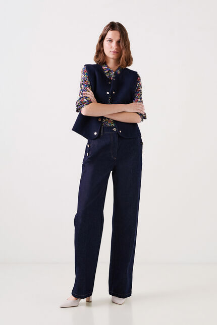 Veste virgule bleu marine femme