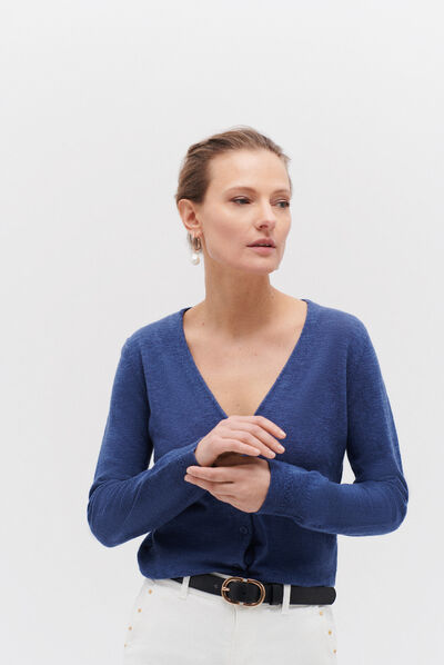 Cardigan blondine bleu femme