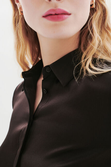 Chemise cjamie1 100% soie marron chocolat femme