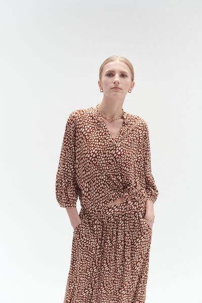jupe tawney à motif bicolore marron cognac femme